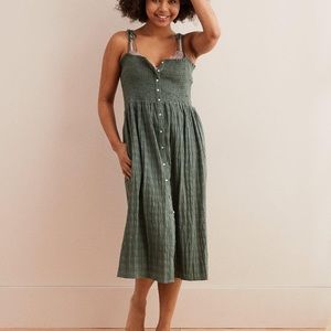Aerie green smock button up midi dress